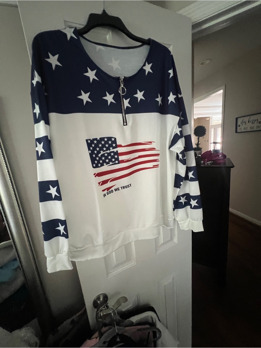 Stars & Stripes Zip Pullover - Navy + White